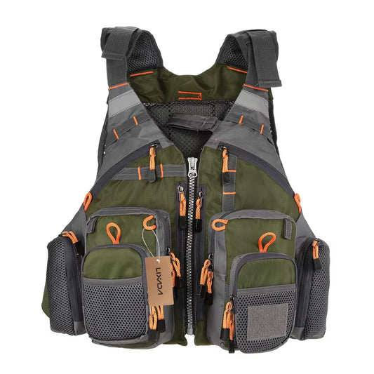 Fishing Vest Breathable Outdoor Sports Fly Swimming Life Safety Waistcoat Survival Utility Fly Vest with Chest Pockets Co